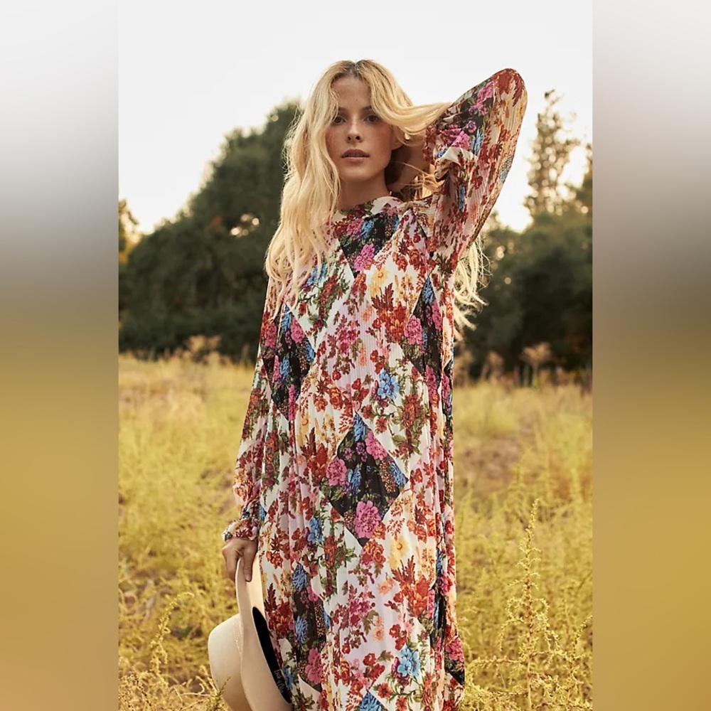 Anthropologie Floral Long Sleeve Dress